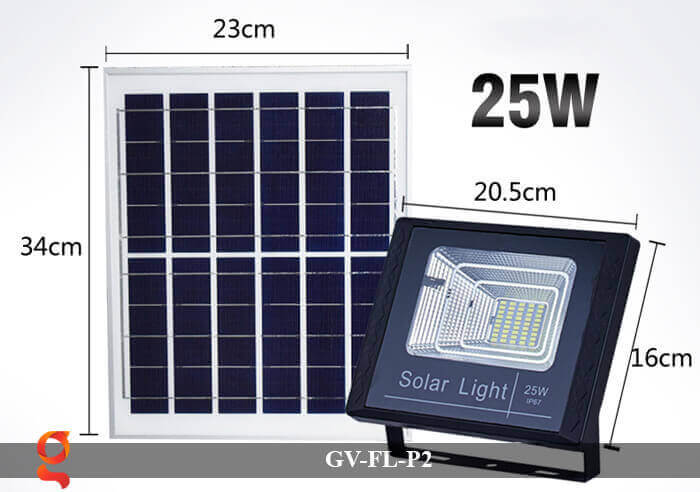 Đèn pha sử dụng năng lượng mặt trời GV-FL-P2 25w