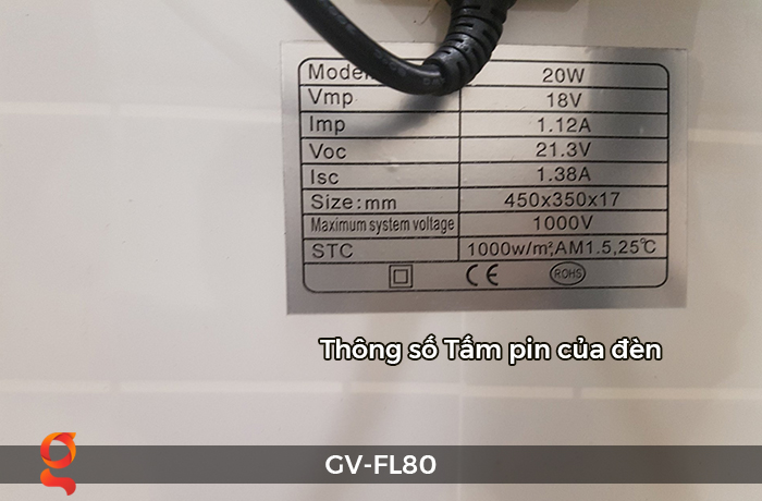Đèn pha năng lượng mặt trời GV-FL80 80w 15