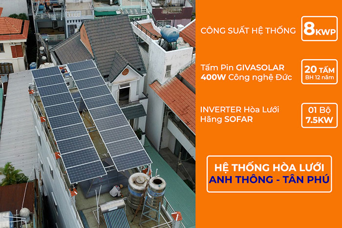 dự án hòa lưới điện mặt trời 8KW Anh Thông Tân Phú