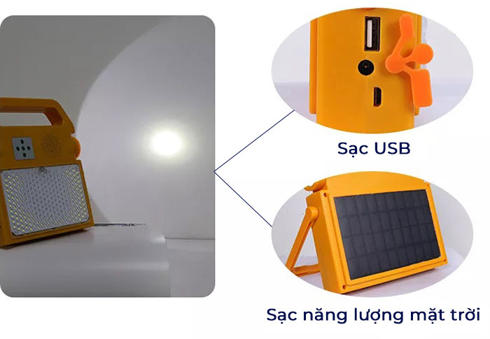 Đèn pha sạc điện & Solar kết nối được bluetooth SDT-100W 2